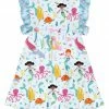 Deals 🥰 Millie Loves Lily Ice Blue Millie Mermaid Tiered Chiffon Angel-Sleeve A-Line 👗 Dress - 👧 Girls For Baby & Maternity 🎉