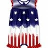Best Sale 🔔 Little Millie Blue & Red Stars & Stripes Ruffle-Trim Romper - Infant For Kids ⭐