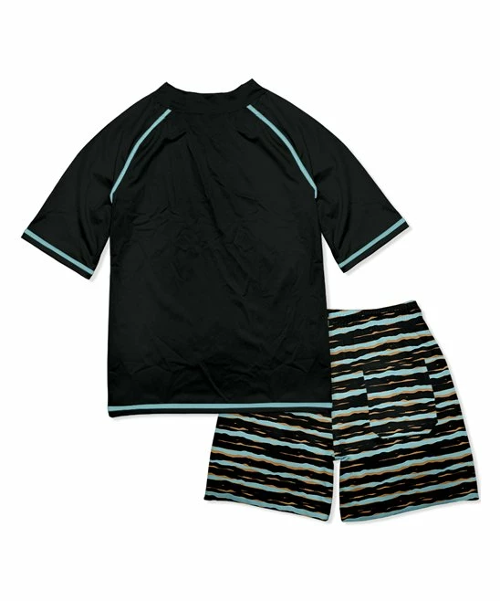 Best Pirce β€οΈ Millie & Maxx Midnight & Mint Sea Turtle Stripe Short-Sleeve Rashguard Set - Infant, Toddler & Boys For Kids 𧨠3 Best Pirce β€οΈ Millie & Maxx Midnight & Mint Sea Turtle Stripe Short-Sleeve Rashguard Set - Infant, Toddler & Boys For Kids 𧨠- Image 3