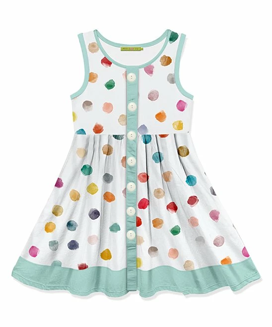 Flash Sale π Millie Loves Lily White Watercolor Dots Button-Front Sleeveless A-Line π Dress - π§ Girls For Kids β€οΈ 1 Flash Sale π Millie Loves Lily White Watercolor Dots Button-Front Sleeveless A-Line π Dress - π§ Girls For Kids β€οΈ