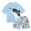 Wholesale 🌟 Millie & Maxx Light Sky Blue & Red Cow Barns Short-Sleeve Rashguard Set - Infant & Boys For Kids 👏