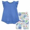 Brand new 👏 Millie Loves Lily Marina Blue Angel-Sleeve Hi-Low Top & White Garden Bike Shorts - 👧 Girls For Kids 🛒