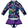 Best Sale 😍 Millie Loves Lily Navy & Purple Water Turtle Long-Sleeve 👗 Skirted Rashguard Set - 👧 Girls For Kids 🔥