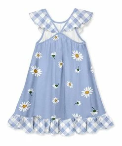 Coupon 😀 Millie Loves Lily Periwinkle Gingham Daisy Ruffle-Hem Yoke 👗 Dress - 👧 Girls For Kids ✨ -Little Millie-shop zu104524439 alt 2 tm1651068012
