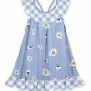 Coupon 😀 Millie Loves Lily Periwinkle Gingham Daisy Ruffle-Hem Yoke 👗 Dress - 👧 Girls For Kids ✨