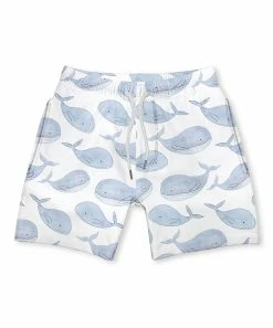 Wholesale ❤️ Millie & Maxx White & Blue Gray Whale Swim Trunks - Infant, Toddler & Boys For Kids 😀