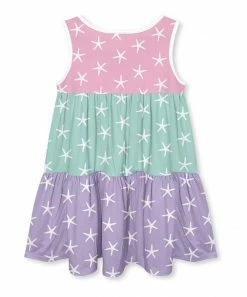 Deals ⌛ Millie+ By Millie Loves Lily Mint & Purple Starfish Tiered Sleeveless A-Line 👗 Dress - 👧 Girls For Kids ✔️ -Little Millie-shop zu105030069 alt 4 tm1651604050