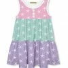 Deals ⌛ Millie+ By Millie Loves Lily Mint & Purple Starfish Tiered Sleeveless A-Line 👗 Dress - 👧 Girls For Kids ✔️