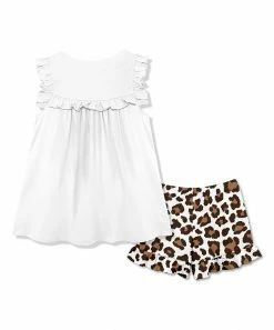 Discount ❤️ Millie Loves Lily White Ruffle-Trim Tank & Brown Leopard Ruffle-Hem Shorts - Infant, Toddler & 👧 Girls For Kids 😉 -Little Millie-shop zu105043667 alt 2 tm1652446679