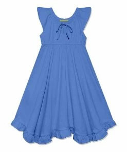 Cheapest 🔔 Millie+ By Millie Loves Lily Marina Blue Ruffle-Hem Angel-Sleeve 👗 Dress - 👧 Girls For Kids 🧨