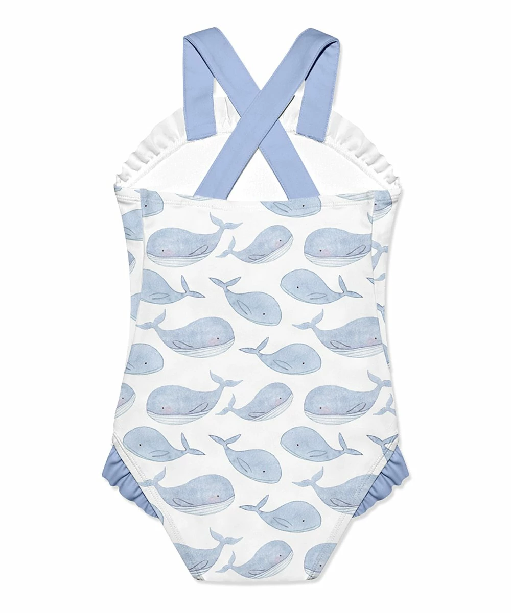 Best Pirce π Millie Loves Lily White & Periwinkle Whales Ruffle-Accent Strap One-Piece - Infant, Toddler & π§ Girls For Kids π 3 Best Pirce π Millie Loves Lily White & Periwinkle Whales Ruffle-Accent Strap One-Piece - Infant, Toddler & π§ Girls For Kids π - Image 3