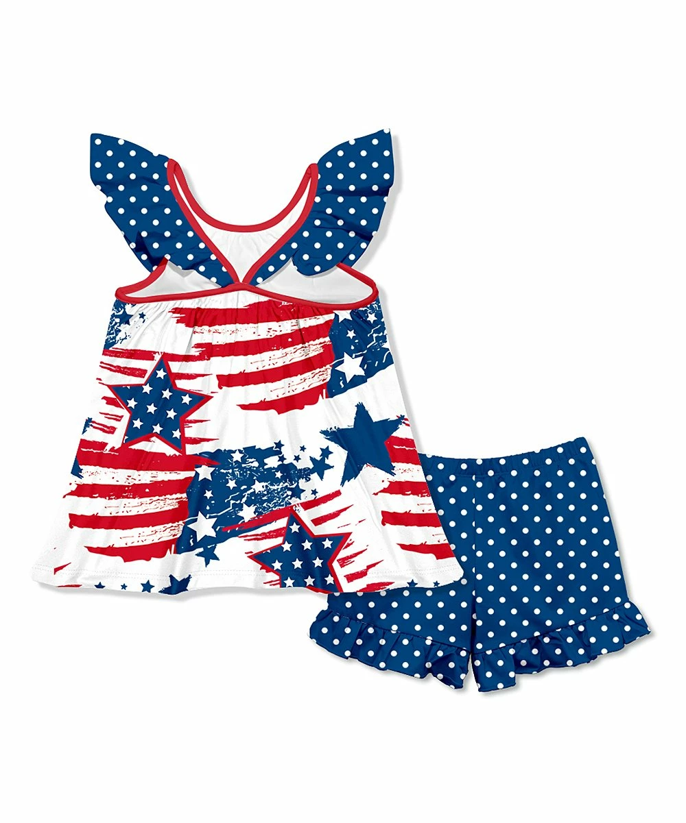 Best Pirce βοΈ Millie+ By Millie Loves Lily Blue & Red Stars & Stripes Ruffle Yoke Top & Blue Polka Dot Shorts - π§ Girls For Kids π 3 Best Pirce βοΈ Millie+ By Millie Loves Lily Blue & Red Stars & Stripes Ruffle Yoke Top & Blue Polka Dot Shorts - π§ Girls For Kids π - Image 3