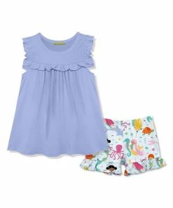 Cheap 💯 Millie Loves Lily Periwinkle Ruffle-Accent Tank & Millie Mermaid Ruffle Shorts - Toddler For Kids ⌛