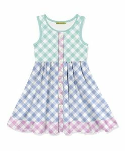 Best reviews of 🔥 Millie Loves Lily Mint & Periwinkle Gingham Button-Front Sleeveless A-Line 👗 Dress - Infant & 👧 Girls For Kids 😉