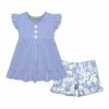 Budget 🔔 Millie Loves Lily Periwinkle Angel-Sleeve Top & Meadow Floral Ruffle Shorts - 👧 Girls For Kids 🎁