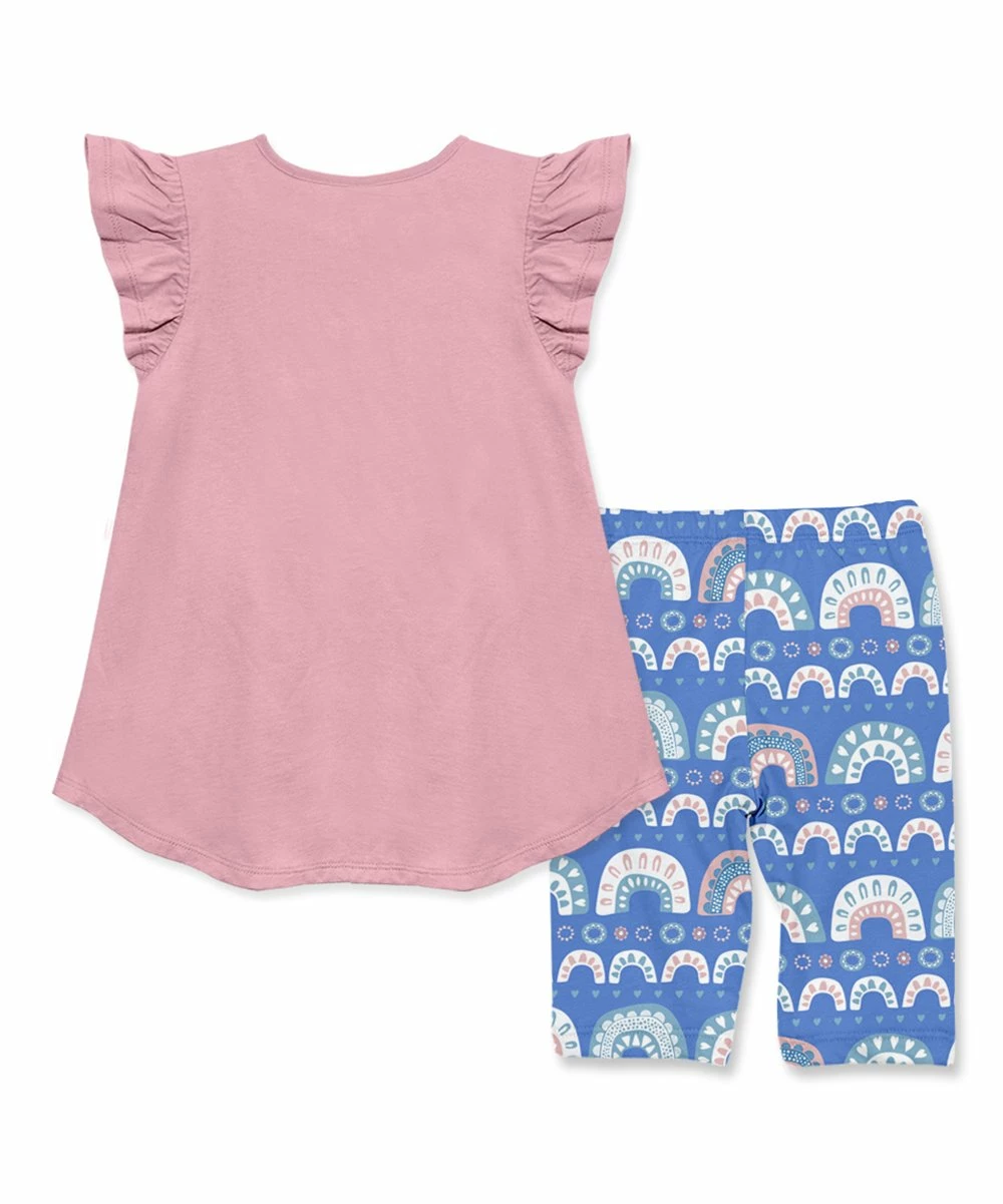 Discount π Millie Loves Lily Dusty Pink Angel-Sleeve Hi-Low Top & Rainbows Bike Shorts - π§ Girls For Kids βοΈ 4 Discount π Millie Loves Lily Dusty Pink Angel-Sleeve Hi-Low Top & Rainbows Bike Shorts - π§ Girls For Kids βοΈ - Image 4