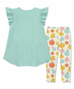 Coupon 🛒 Millie Loves Lily Mint Angel-Sleeve Hi-Low Top & Cream Pumpkin Leggings - Infant, Toddler & 👧 Girls For Kids 🥰 -Little Millie-shop zu105901626 alt 2 tm1654540632