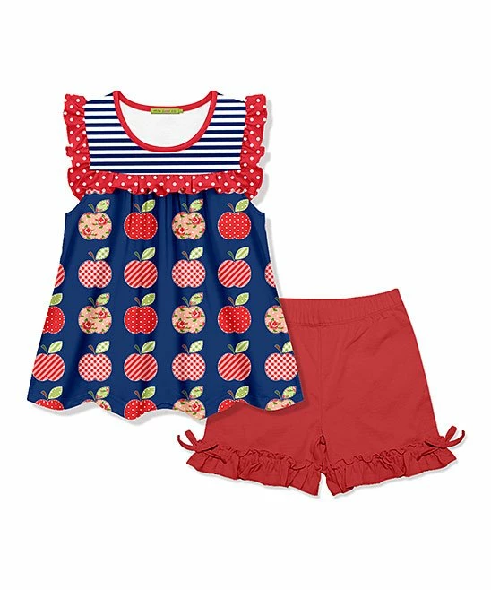 Best Sale π Millie Loves Lily Navy & Red Apples Ruffle-Accent Sleeveless Top & Red Shorts - Toddler & π§ Girls For Kids π₯° 1 Best Sale π Millie Loves Lily Navy & Red Apples Ruffle-Accent Sleeveless Top & Red Shorts - Toddler & π§ Girls For Kids π₯°