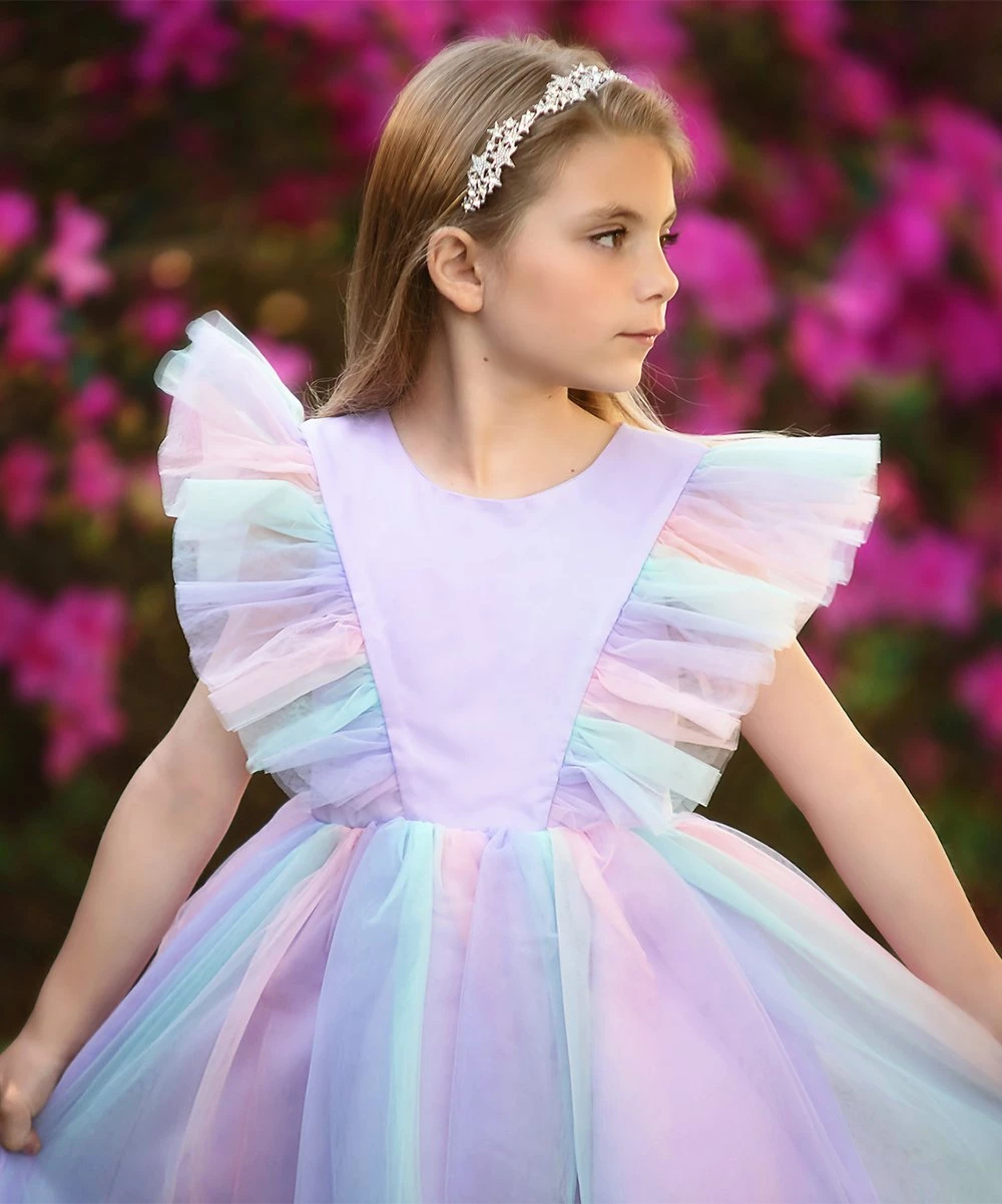 Flash Sale 𧨠Trish Scully Child Purple Rainbow Angel-Sleeve Milly A-Line π Dress - Toddler & π§ Girls For Kids π 2 Flash Sale 𧨠Trish Scully Child Purple Rainbow Angel-Sleeve Milly A-Line π Dress - Toddler & π§ Girls For Kids π - Image 2