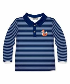 Budget 🌟 Millie & Maxx Navy Stripe Fox Long-Sleeve Polo - Toddler For Kids 👏