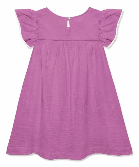 Best deal π Simply Millie By Millie Loves Lily Violet Gauze Ruffle-Sleeve Mini Pompom Trim A-Line π Dress - π§ Girls For Kids π 4 Best deal π Simply Millie By Millie Loves Lily Violet Gauze Ruffle-Sleeve Mini Pompom Trim A-Line π Dress - π§ Girls For Kids π - Image 4