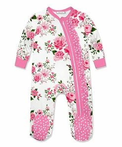 Budget 🔥 Little Millie White & Pink Floral Ruffle-Trim Footie - Infant For Baby & Maternity 🌟