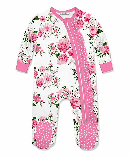 Budget π₯ Little Millie White & Pink Floral Ruffle-Trim Footie - Infant For Baby & Maternity π 1 Budget π₯ Little Millie White & Pink Floral Ruffle-Trim Footie - Infant For Baby & Maternity π