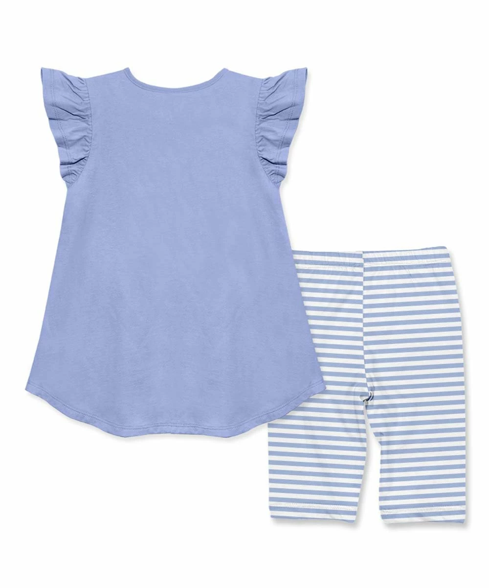 Best Sale π Millie Loves Lily Periwinkle Modern Floral Angel-Sleeve Hi-Low Top & Stripe Bike Shorts - Toddler & π§ Girls For Kids π 3 Best Sale π Millie Loves Lily Periwinkle Modern Floral Angel-Sleeve Hi-Low Top & Stripe Bike Shorts - Toddler & π§ Girls For Kids π - Image 3