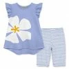 Best Sale 🎁 Millie Loves Lily Periwinkle Modern Floral Angel-Sleeve Hi-Low Top & Stripe Bike Shorts - Toddler & 👧 Girls For Kids 🎉