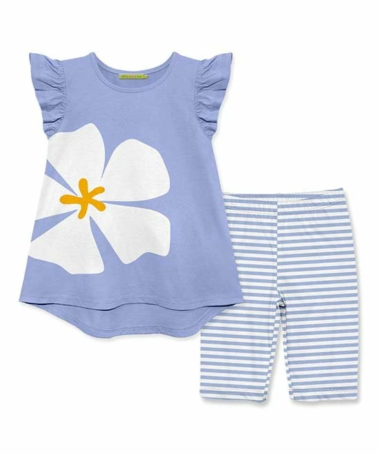 Best Sale π Millie Loves Lily Periwinkle Modern Floral Angel-Sleeve Hi-Low Top & Stripe Bike Shorts - Toddler & π§ Girls For Kids π 1 Best Sale π Millie Loves Lily Periwinkle Modern Floral Angel-Sleeve Hi-Low Top & Stripe Bike Shorts - Toddler & π§ Girls For Kids π