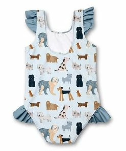 Deals 🤩 Millie Loves Lily Ice Blue 🐶 Doggie 🐶 Dog Ruffle-Accent One-Piece - Infant & 👧 Girls For Kids 👏 -Little Millie-shop zu107159135 alt 2 tm1659388352