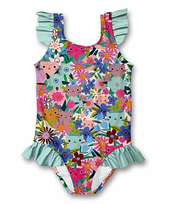Buy π Millie Loves Lily Mint & Pink Floral Kitten Ruffle-Accent One-Piece - π§ Girls For Kids π₯° 1 Buy π Millie Loves Lily Mint & Pink Floral Kitten Ruffle-Accent One-Piece - π§ Girls For Kids π₯°