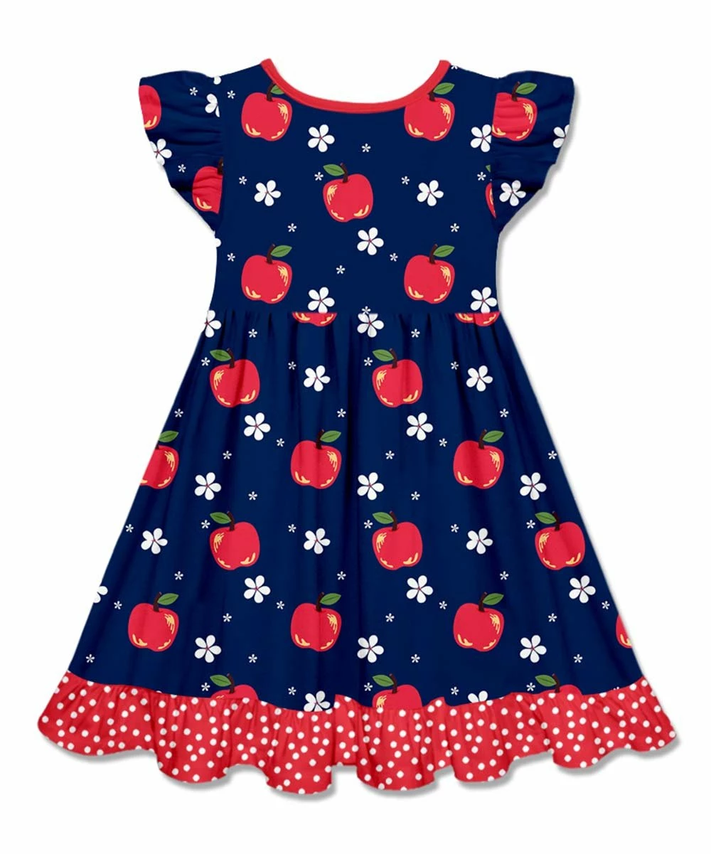 Top 10 β¨ Millie Loves Lily Navy & Red Vintage Apple Patch-Pocket Angel-Sleeve π Dress - Toddler & π§ Girls For Kids π― 3 Top 10 β¨ Millie Loves Lily Navy & Red Vintage Apple Patch-Pocket Angel-Sleeve π Dress - Toddler & π§ Girls For Kids π― - Image 3