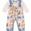 Best Sale 🛒 Little Millie Pink & Light Blue 🐶 Dog Park Ruffle-Trim Long-Sleeve Playsuit - Infant For Baby & Maternity 💯