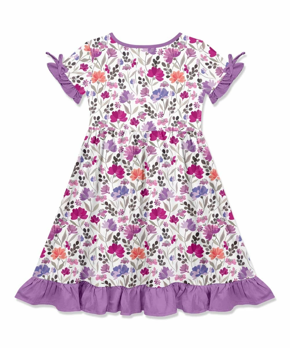 Best Sale π Millie Loves Lily White & Pink June Floral Bow-Sleeve A-Line π Dress - π§ Girls For Kids π 3 Best Sale π Millie Loves Lily White & Pink June Floral Bow-Sleeve A-Line π Dress - π§ Girls For Kids π - Image 3