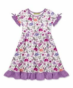 Best Sale 🌟 Millie Loves Lily White & Pink June Floral Bow-Sleeve A-Line 👗 Dress - 👧 Girls For Kids 👍
