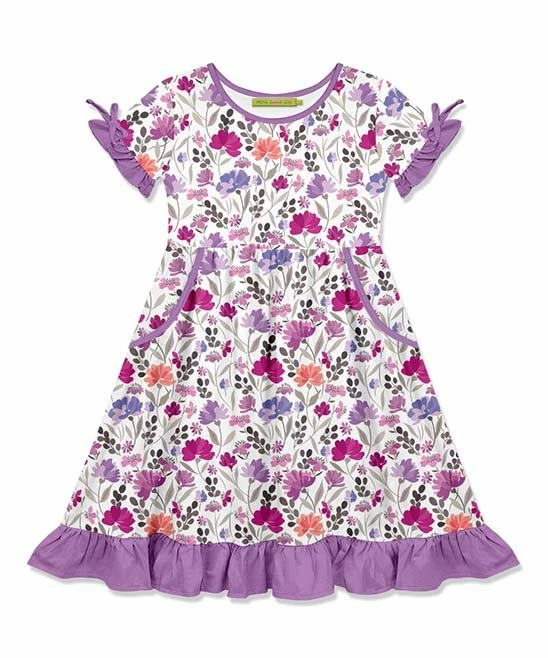 Best Sale π Millie Loves Lily White & Pink June Floral Bow-Sleeve A-Line π Dress - π§ Girls For Kids π 1 Best Sale π Millie Loves Lily White & Pink June Floral Bow-Sleeve A-Line π Dress - π§ Girls For Kids π