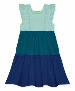 Wholesale 🌟 Simply Millie By Millie Loves Lily Mint & Teal Ruffle Tiered Square Neck A-Line 👗 Dress - Infant, Toddler & 👧 Girls For Kids 🤩