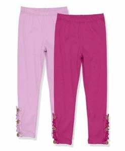 Budget 🎉 Simply Millie By Millie Loves Lily Lilac & Rose Violet Button-Accent Ruffle-Trim Leggings Set - 👧 Girls For Kids 💯