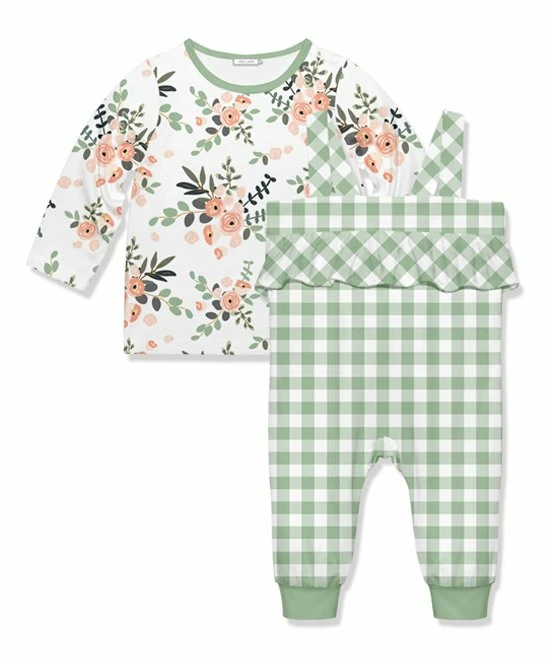 Best deal β Little Millie White & Coral Breezy Floral Button-Snap Tee & White & Sage Gingham Ruffle Overalls - Infant & Toddler For Kids π 1 Best deal β Little Millie White & Coral Breezy Floral Button-Snap Tee & White & Sage Gingham Ruffle Overalls - Infant & Toddler For Kids π