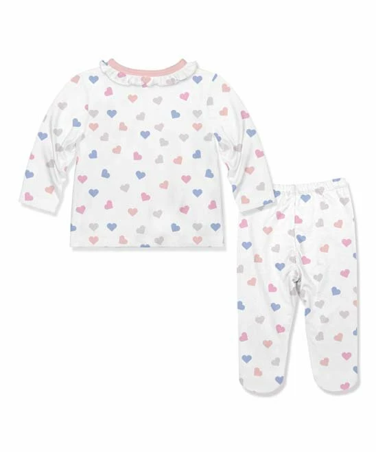 Discount βοΈ Little Millie White & Periwinkle Hearts Button-Snap Top & Footie Pants - Infant For Baby & Maternity π 3 Discount βοΈ Little Millie White & Periwinkle Hearts Button-Snap Top & Footie Pants - Infant For Baby & Maternity π - Image 3