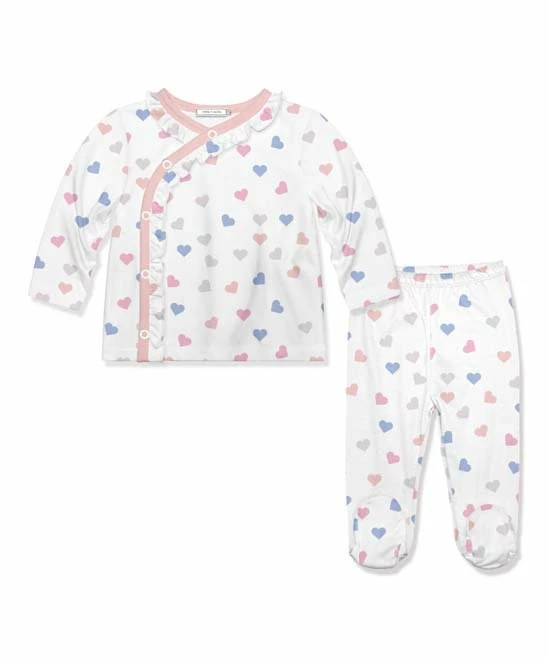 Discount βοΈ Little Millie White & Periwinkle Hearts Button-Snap Top & Footie Pants - Infant For Baby & Maternity π 1 Discount βοΈ Little Millie White & Periwinkle Hearts Button-Snap Top & Footie Pants - Infant For Baby & Maternity π