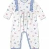 New 🧨 Little Millie White & Periwinkle Hearts Ruffle-Accent Long-Sleeve Playsuit - Infant For Baby & Maternity 😉