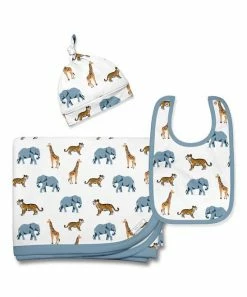 Wholesale 😍 Little Millie White & Blue Animals Knot-Tie Beanie Set - Infant For Baby & Maternity 😉