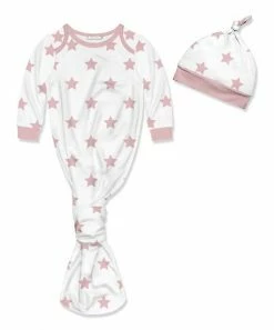 Best reviews of ✨ Little Millie White & Pink Stars Knotted Gown & Knot-Tie Beanie - Infant For Baby & Maternity 😀