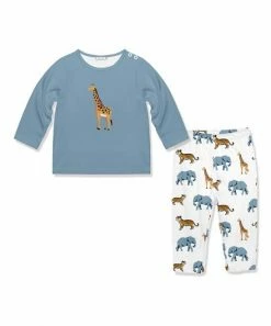 Best reviews of 🥰 Little Millie Dusty Blue Safari Long-Sleeve Top & Straight-Leg Pants - Infant For Baby & Maternity ⌛
