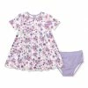 Hot Sale 🧨 Little Millie White & Lilac Meadow Flower A-Line 👗 Dress & Diaper Cover - Infant & Toddler For Kids 😍