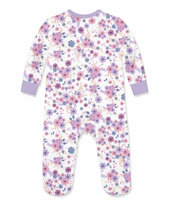 Discount π₯° Little Millie White & Lilac Meadow Flower Ruffle-Accent Footie - Infant For Baby & Maternity π€© 3 Discount π₯° Little Millie White & Lilac Meadow Flower Ruffle-Accent Footie - Infant For Baby & Maternity π€© - Image 3