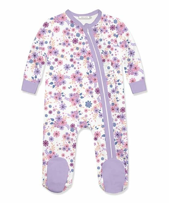 Discount π₯° Little Millie White & Lilac Meadow Flower Ruffle-Accent Footie - Infant For Baby & Maternity π€© 1 Discount π₯° Little Millie White & Lilac Meadow Flower Ruffle-Accent Footie - Infant For Baby & Maternity π€©