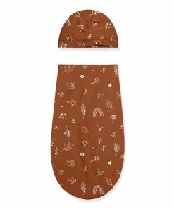 Discount ❤️ Little Millie Dark Baked Clay Snails Leaves Swaddle Sack & Beanie - Newborn For Baby & Maternity 🛒